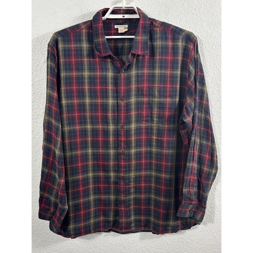 Carbon2cobalt Flannel‎ Shirt Mens 2XL Multicolor Plaid Button Up Long Sleeve